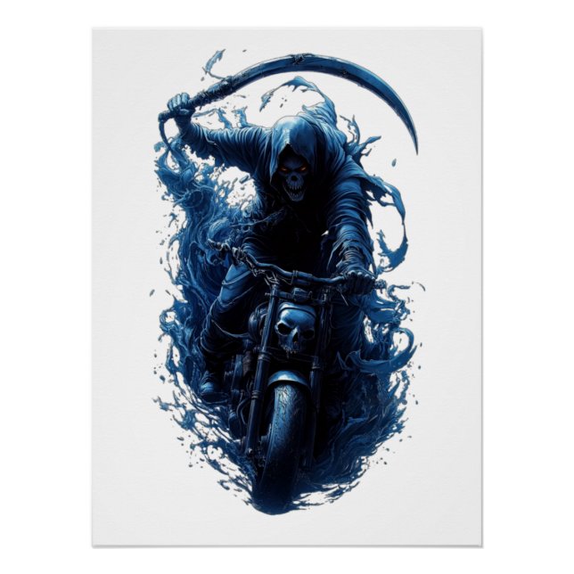 Le motard Grim Reaper Biker sur une affiche de mot (Devant)