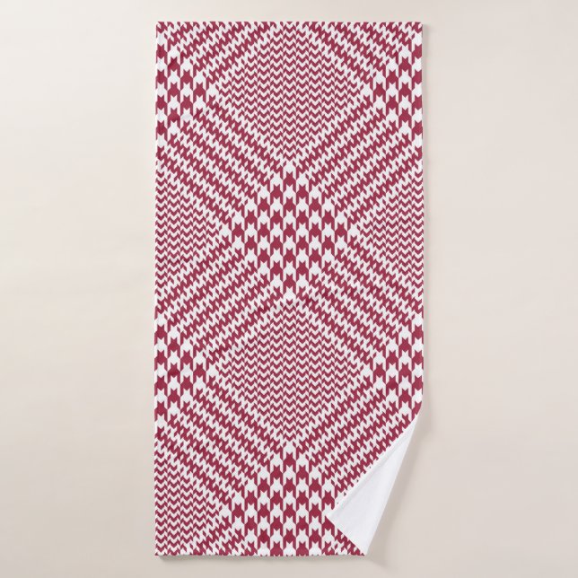 Le motif plaid en verre brillant en rouge et blanc (Serviette de bain)