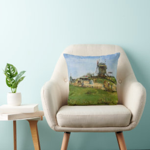 Le Moulin de la Galette by Vincent van Gogh Throw Pillow