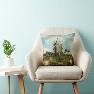 Le Moulin de la Galette by Vincent van Gogh Throw Pillow