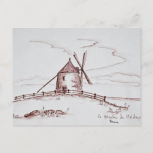 Le Moulin de Moidrey Windmill Pontorson Postcard