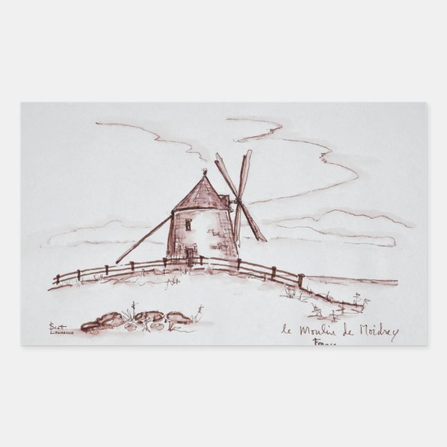 Le Moulin de Moidrey Windmill | Pontorson Sticker (Front)