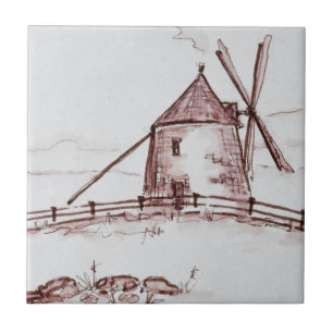 Le Moulin de Moidrey Windmill Pontorson Tile