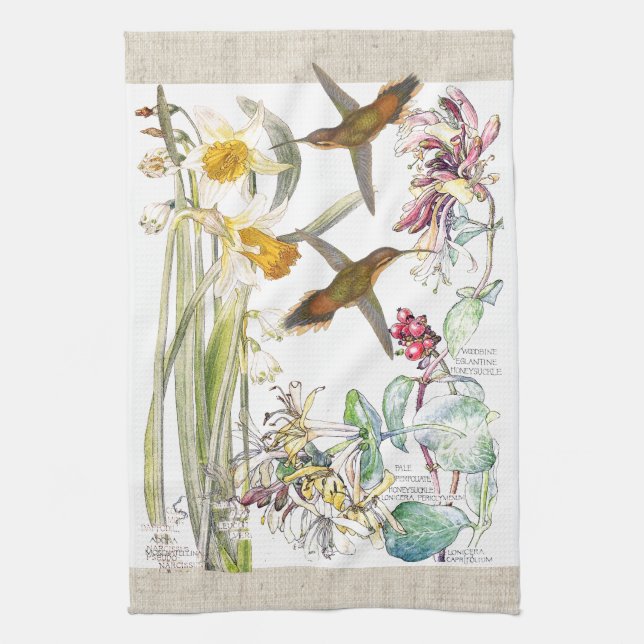 Le narcisse de colibris fleurit des serviettes de (Vertical)