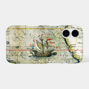 Le navire Victoria de Magellan, carte antique de l