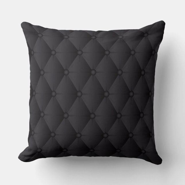Le noir de luxe a orné le coussin simili cuir (Recto)