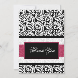 Le noir tourbillonne carte de remerciements rose