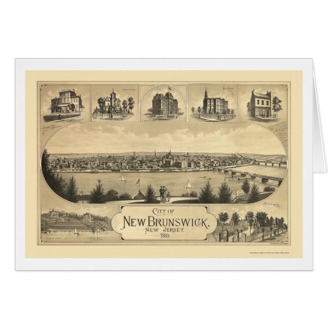 Le Nouveau Brunswick, carte panoramique de NJ - (Devant horizontal)