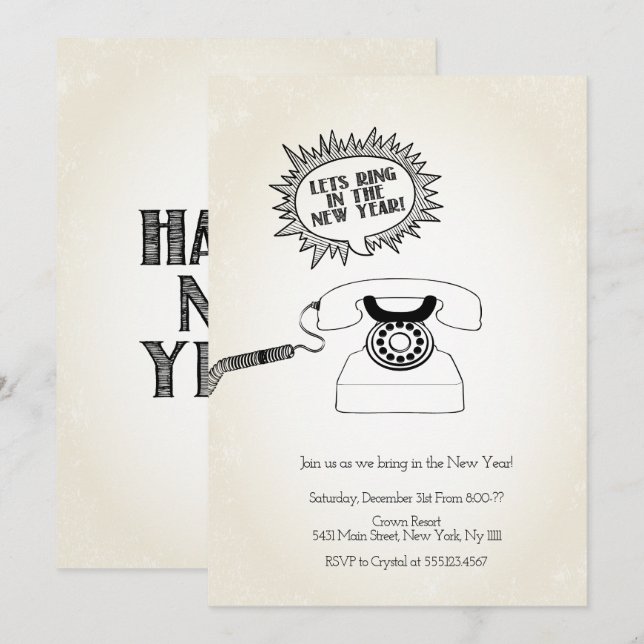 Le Nouvel An, Rétro Invitation (Devant / Derrière)