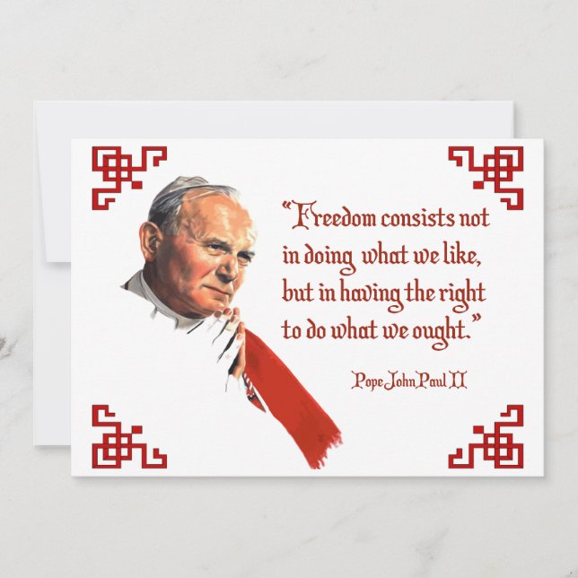 Le pape Jean-Paul II Cartes pour notes de la liber (Devant)
