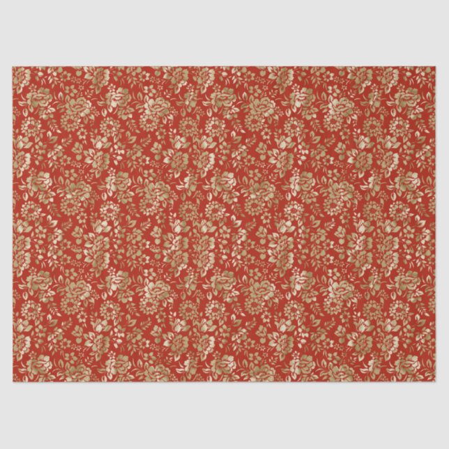 Le papier de soie de soie rouge d'Or-Regard (Recto)