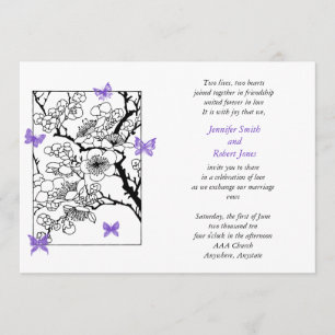 Le papillon rêve le faire-part de mariage violet