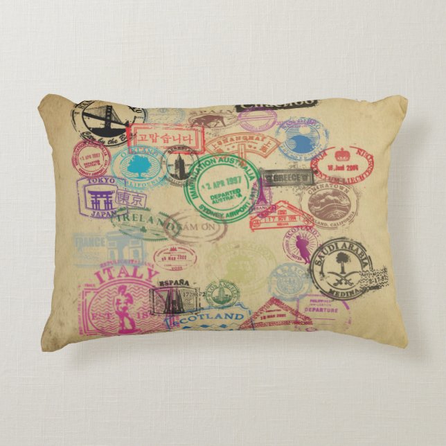Le passeport vintage emboutit le coussin d'accent (Devant)