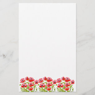 Le pavot cultivé rouge fleurit la papeterie