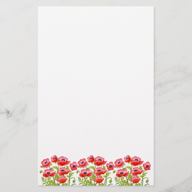 Le pavot cultivé rouge fleurit la papeterie (Devant)