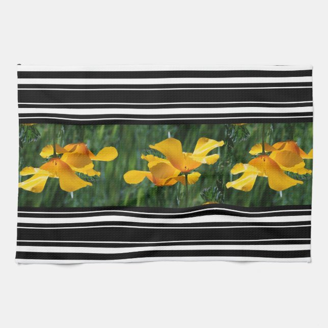 Le pavot de Californie fleurit la serviette de (Horizontal)