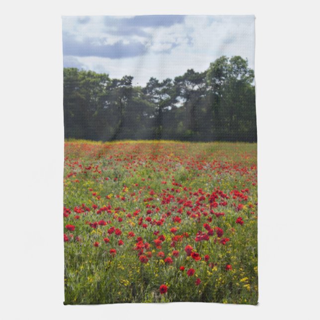 Le pavot met en place la serviette de thé florale (Vertical)