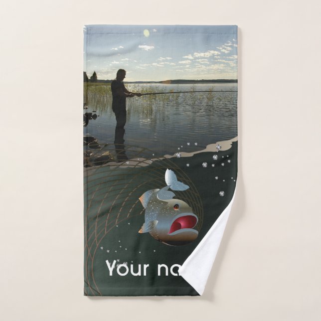 Le pêcheur ​ ​ ​ ​ ​ ​. Bonne pêche (Serviette à main)