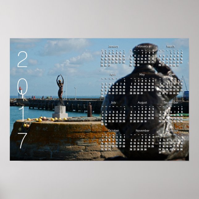 LE PÊCHEUR ET LA SIRENE Affiche de calendrier 2017 (Devant)