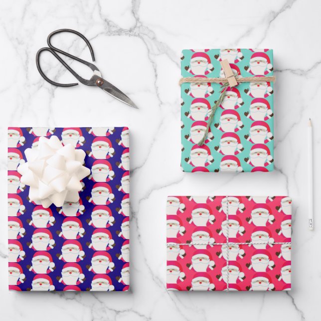 Le Père Noël aux couleurs enveloppant des feuilles (Recto)