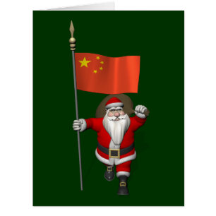 Le Père Noël Avec Drapeau De Chine