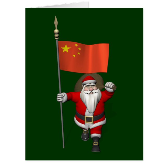 Le Père Noël Avec Drapeau De Chine (Devant)