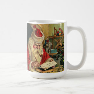 Le père noël avec la tasse de café vintage