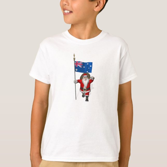 Le Père Noël Avec L'Ensigne D'Australie T-shirt (Devant)