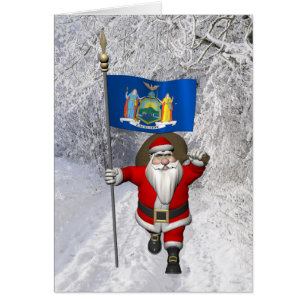 Le Père Noël Avec L'Ensigne De L'État De New York