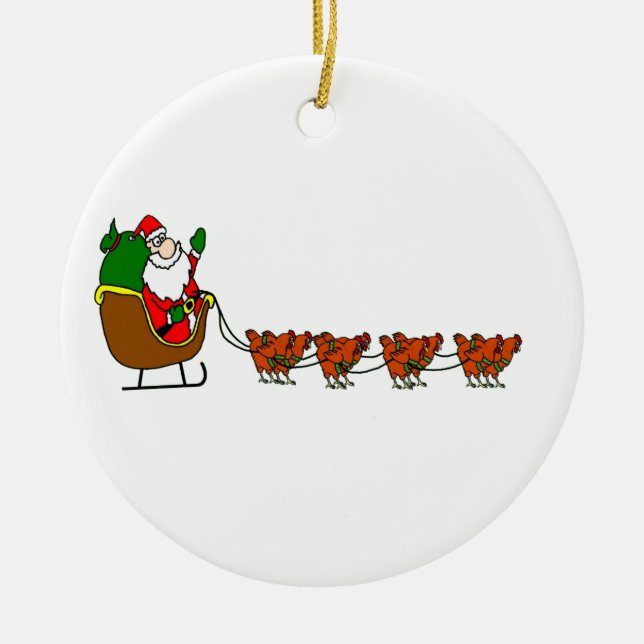 Le père noël et ornement de poulets (Devant)