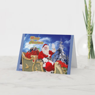 Le Père Noël et ses furets Carte de Noël