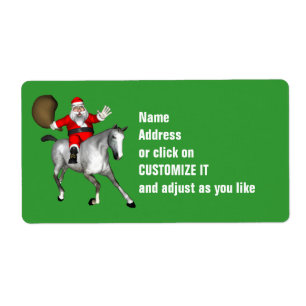 Le Père Noël Monte Un Cheval Gris