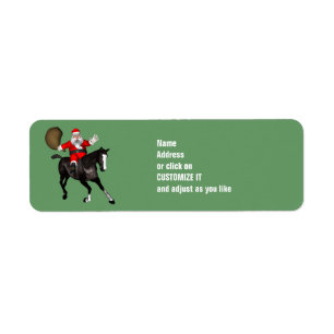 Le Père Noël Monte Un Cheval Noir