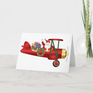 Le Père Noël sur Biplane avec cartes de voeux Cade