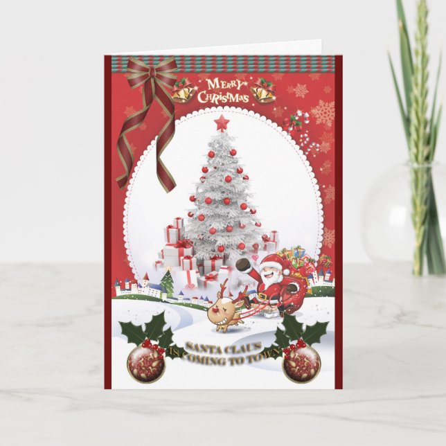 Le père noël vient à la carte de ville (Devant)