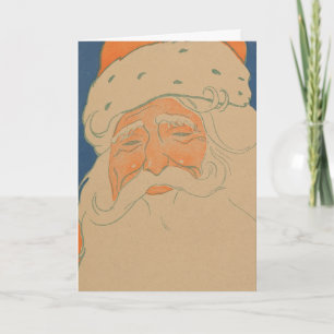 Le père noël vintage font face au carte de fin de