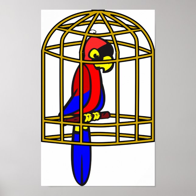 Le Perroquet Dans Une Poster En Cage (Devant)