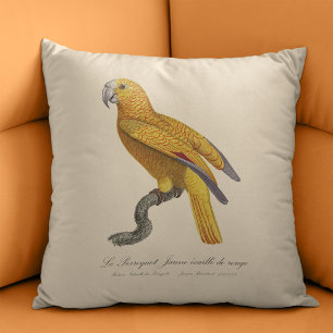 Le Perroquet Jaune ecaille de rouge  Throw Pillow