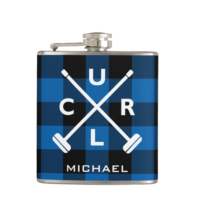 Le plaid de Buffalo croisé balaye le flacon - bleu (Devant)