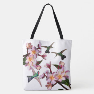 Le Plumeria d'oiseaux de colibri fleurit le sac