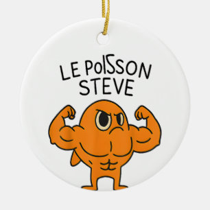 Le Poisson Steve Funny Muscular Fish Cartoon Ceramic Ornament