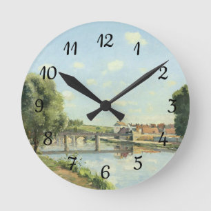 Le Pont Du Chemin De Fer Camille Pissarro Round Clock
