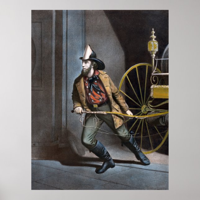 Le Poster vintage américain des pompiers de 1858 (Devant)