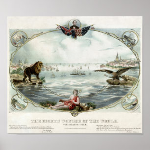 Le Poster vintage de câble Atlantique 1866 restaur