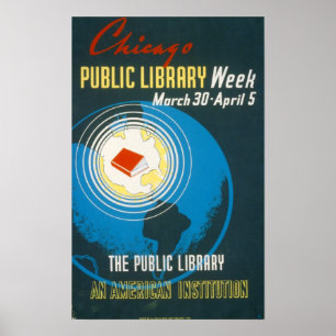 Le Poster vintage de la bibliothèque publique