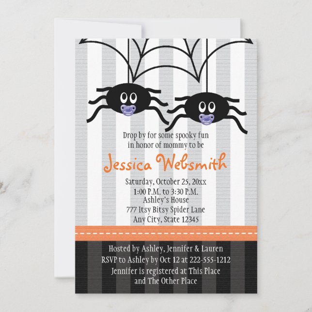 Le pourpre jumelle des invitations de baby shower (Devant)
