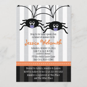 Le pourpre jumelle des invitations de baby shower