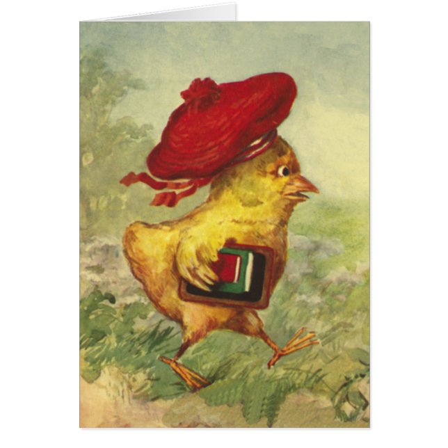 Le poussin dans un béret rouge retourne à l'école (Devant)