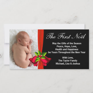 Le premier Carte photo de Noël de Red Bells Baby