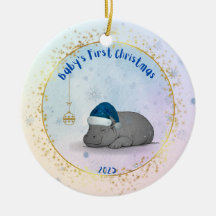 Le premier Noël de bébé - Ornement Hippopotame en 